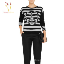 Frauen schwarz-weiß gestreiften Cashmere-Pullover
